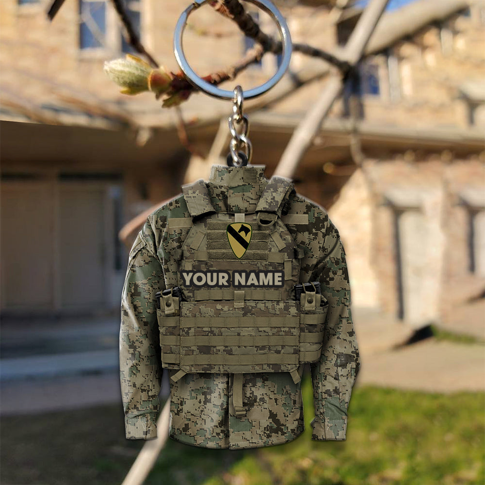 Army Veteran Custom Keychain Division and Name Personalized Gift