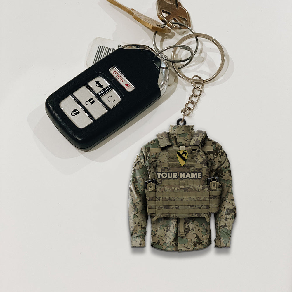 Army Veteran Custom Keychain Division and Name Personalized Gift